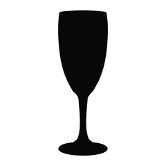 Elegant black silhouette of a tulip shaped champagne flute on white background