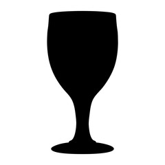 Silhouette of an elegant wine glass against a plain white background