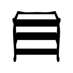 Silhouette of a three tiered vintage style dresser, clean simple lines