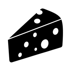 Simple graphic of cheese slice with holes in black and white