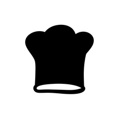 Minimalist Black Chef's Hat Icon on a White Background for culinary designs