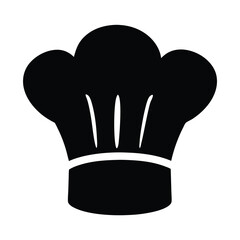Simple Black and White Chef Hat Graphic Illustration on White Background