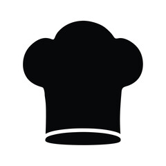 Simple black silhouette of a chef's hat on a white background