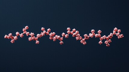 A close-up image of a complex, branched molecular structure with pink and white components on a dark background.
