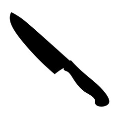 Sharp Kitchen Knife Silhouette Isolated on White Background for Culinary Purposes