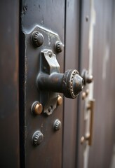 Obraz premium close up of a door handle on a door