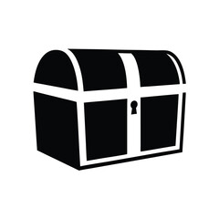 Black and white treasure chest drawing with a classic treasure look