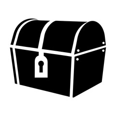 Monochromatic Treasure Chest Illustration of a Locked Container for Valuable Items
