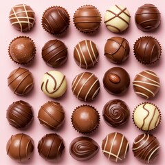 Obraz premium Assorted chocolate truffles isolated on white background