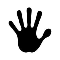Black Handprint Silhouette Against White Background Depicting Human Connection and Interaction
