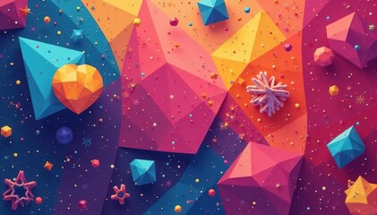 Abstract geometric shapes repeat in vibrant seamless design , style, surface