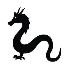 Silhouette of a mythical dragon with serpentine body and avian feet
