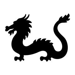 Chinese Dragon Silhouette in Elegant Curled Pose Representing Power and Mysticism