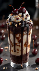 Chocolate Cherry Ice Cream Sundae Image