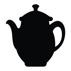 Black Silhouette of an Elegant Teapot with Curved Handle and Spout