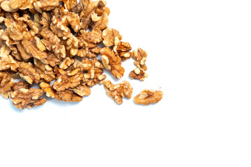 Walnuts On White Isolated Background, Top view