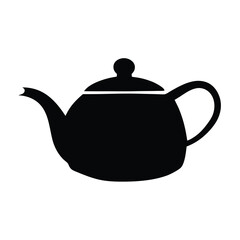 Stylized Black Teapot with Lid and Handle in a Simple Design
