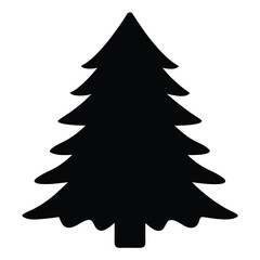 Black silhouette of a Christmas tree with a triangular shape on white