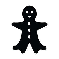 Simple black and white gingerbread man icon design for the holidays