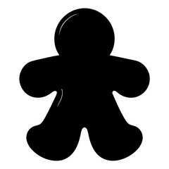 Silhouette of a Gingerbread Man Christmas Cookie Design on White Background