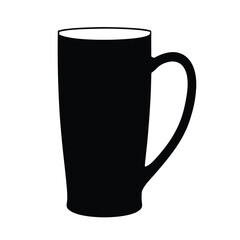 Silhouette of a Tall Black Coffee Mug on a White Background