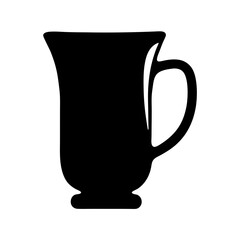 A solid black silhouette of a beautiful and elegant coffee mug