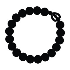 Black bead bracelet with unique knot as a closure on white background