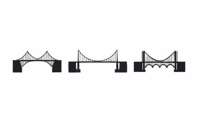 Obraz premium Three Types of Suspension Bridges. Vector Image