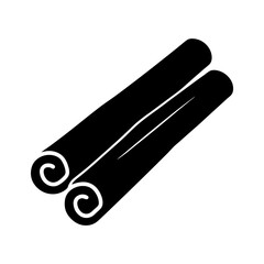 Black and White Illustration of Two Cinnamon Sticks, Spices for Food