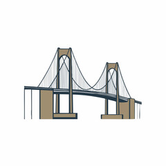 Obraz premium Suspension Bridge Vector Illustration. Vector Image