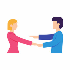 Fototapeta premium Man and woman holding hands. Vector Image