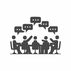 Group Discussion at Meeting Table. Vector Image