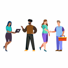 Obraz premium Diverse group of people interacting. Vector Image