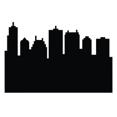 Naklejka premium Silhouette of a Cityscape at Night with Various Shaped Buildings, A Black Image