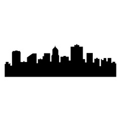 Fototapeta premium Black Cityscape Silhouette with Tall Buildings on a White Background