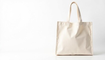 White cotton shopping tote bag, isolated on white , mockup, sustainable, cotton bag