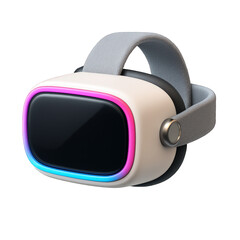 Fototapeta premium Step into digital worlds with this clean, modern virtual reality headset featuring a vibrant, glowing outline around the lenses.