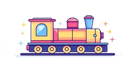 Colorful cartoon train illustration on white background. Possible use children's book illustration
