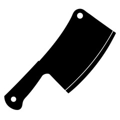 Black silhouette of a meat cleaver with holes for hanging on a white background