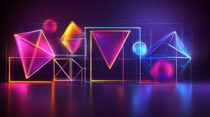 Abstract geometric shapes in vibrant neon colors (1)