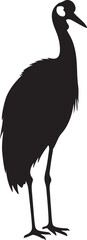 White-Naped Crane Vector Silhouette