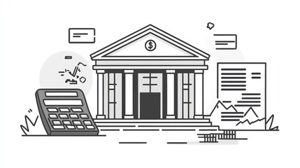 Naklejka premium Financial institution, calculation, business report, background