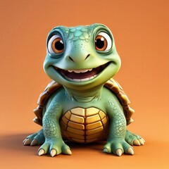 Fototapeta premium an AI Image Generator, Adorable Smiling Cartoon Turtle