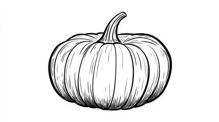 Hand-drawn pumpkin illustration, isolated white background, decorative food art, digital print use