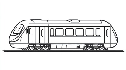 Line drawing of a train on tracks