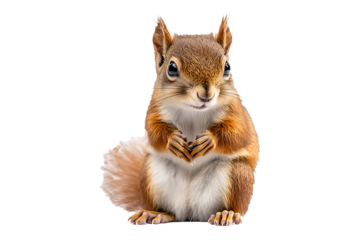 Eurasian red squirrel isolated on transparent background
