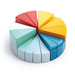 Obraz premium Colorful pie chart with different slices on a white background