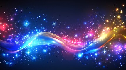Obraz premium Abstract glowing wave with sparkling particles