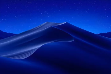 Serene desert landscape at night, starlit sky over majestic sand dunes.  A breathtaking view of nature's beauty.