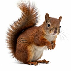 Fototapeta premium Cute Red Squirrel Looking Forward, Isolated Studio Shot